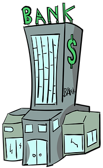 Cartoon Bank Building Illustration PNG