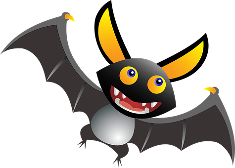 Cartoon Bat Smiling Night Background PNG