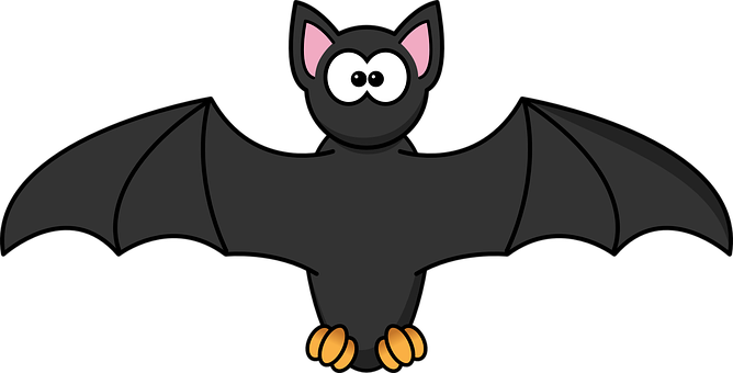 Cartoon Bat Spread Wings PNG