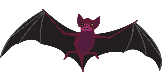 Cartoon Bat Spreading Wings PNG