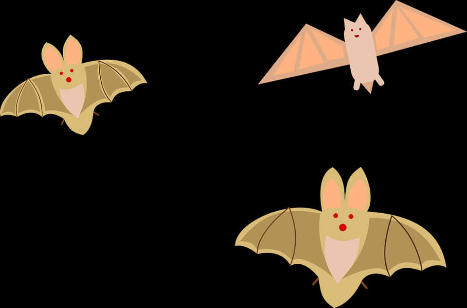 Cartoon Bats Flying Night PNG