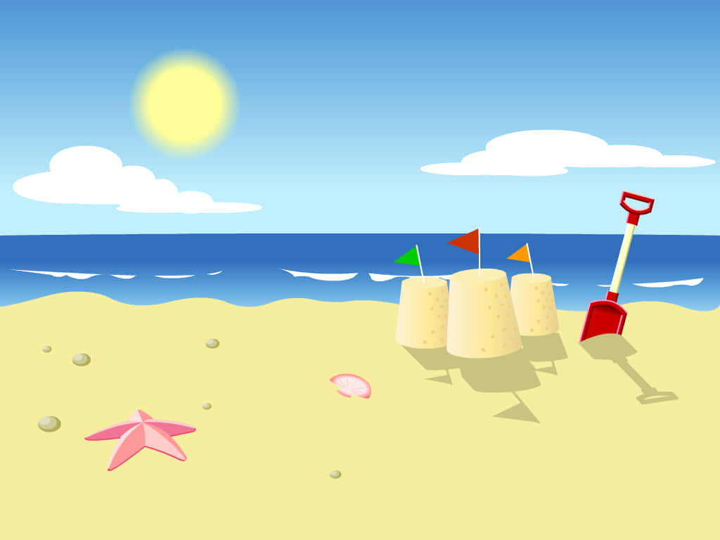 A Cartoon Of A Beach Scene
