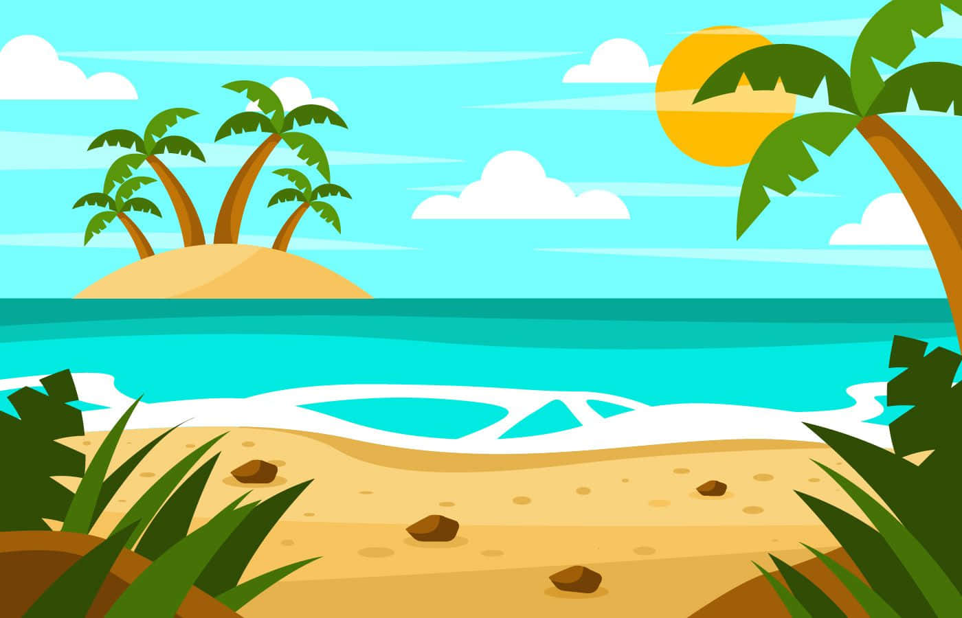 ¡diviértetebajo El Sol En La Playa De Dibujos Animados!
