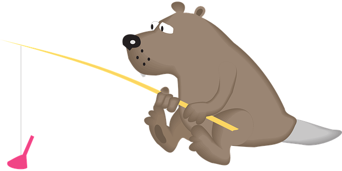 Cartoon Bear Fishing PNG