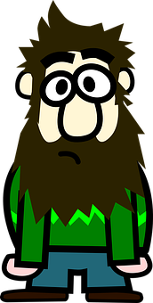 Cartoon Bearded Man Green Sweater PNG