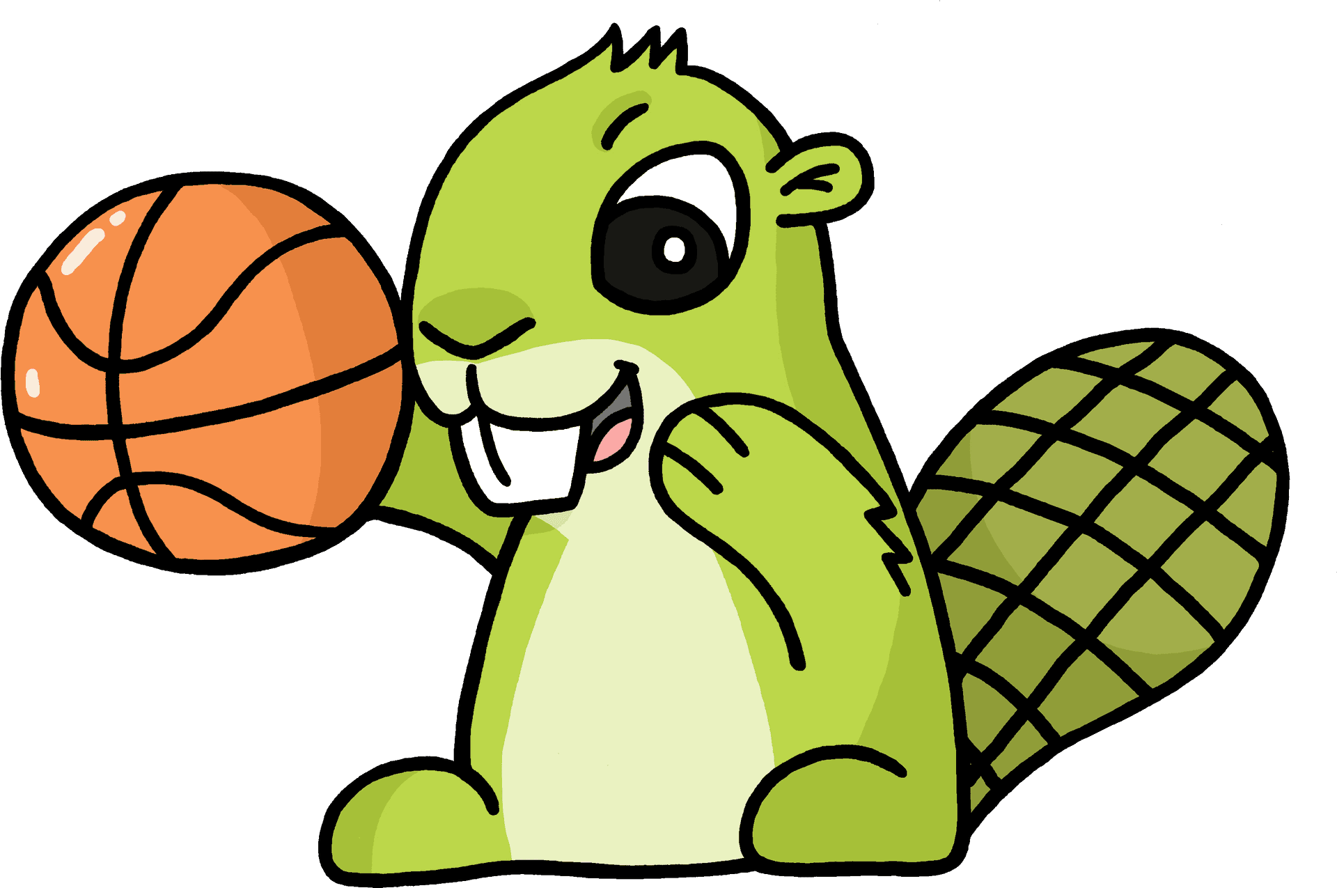 Cartoon Beaver Playing Basketball PNG