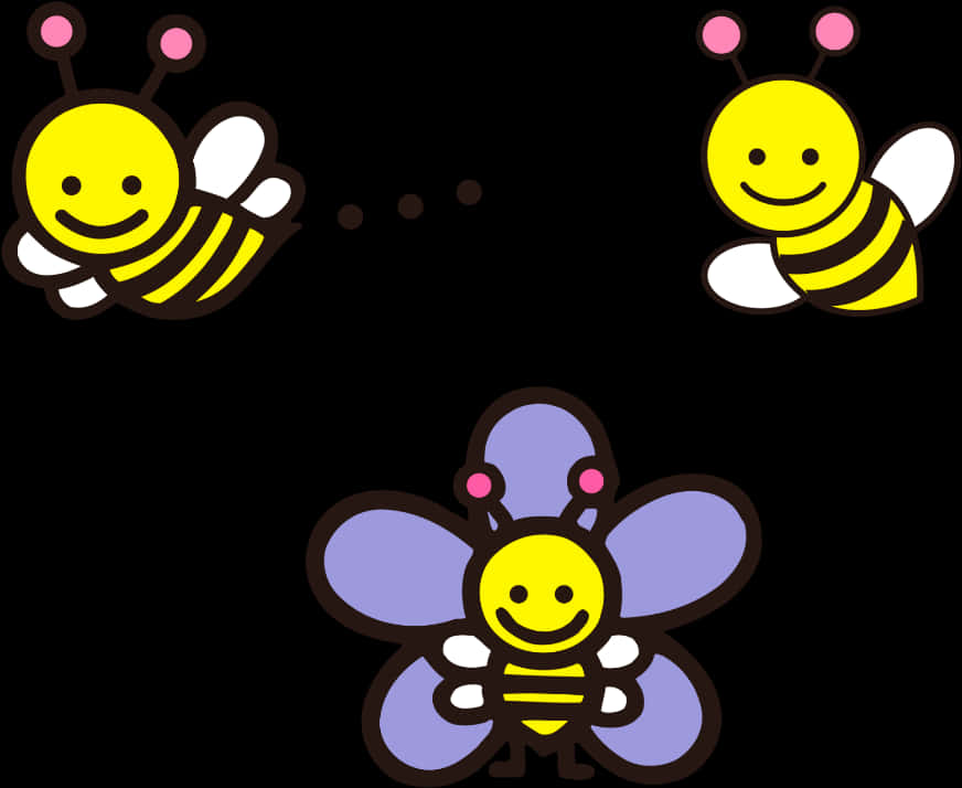 Cartoon Bee Friends PNG