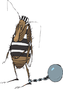 Cartoon Bee Prisonerwith Ball Chain PNG