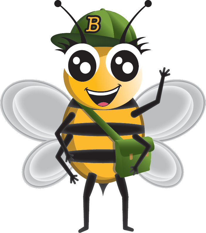 Cartoon Bee Student Character PNG