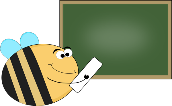 Cartoon Beewith Chalkboard PNG