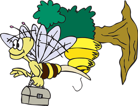 Cartoon Beewith Toolbox PNG