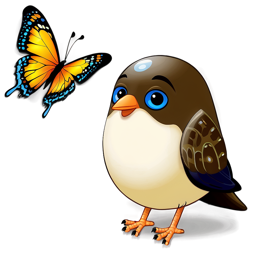 Cartoon Bird And Butterfly Png 06202024 PNG