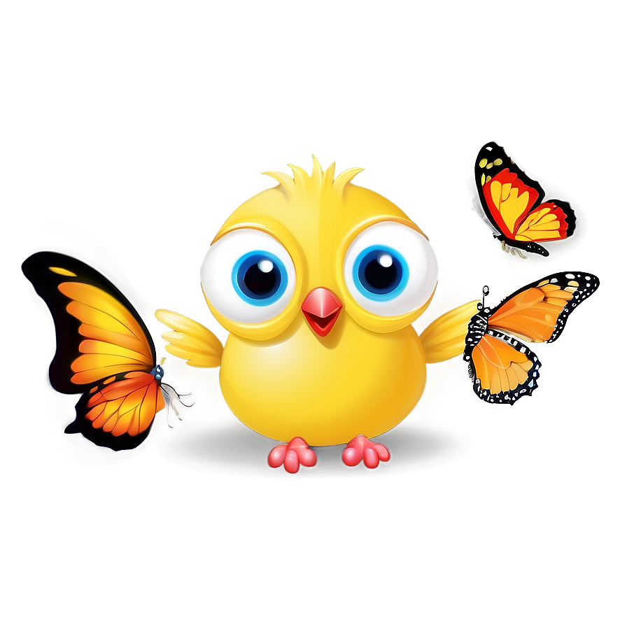 Cartoon Bird And Butterfly Png Xfa PNG