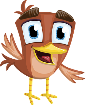 Cartoon Bird Character Smiling PNG