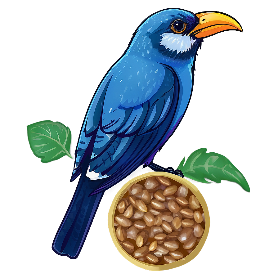 Cartoon Bird Eating Seed Png 06202024 PNG