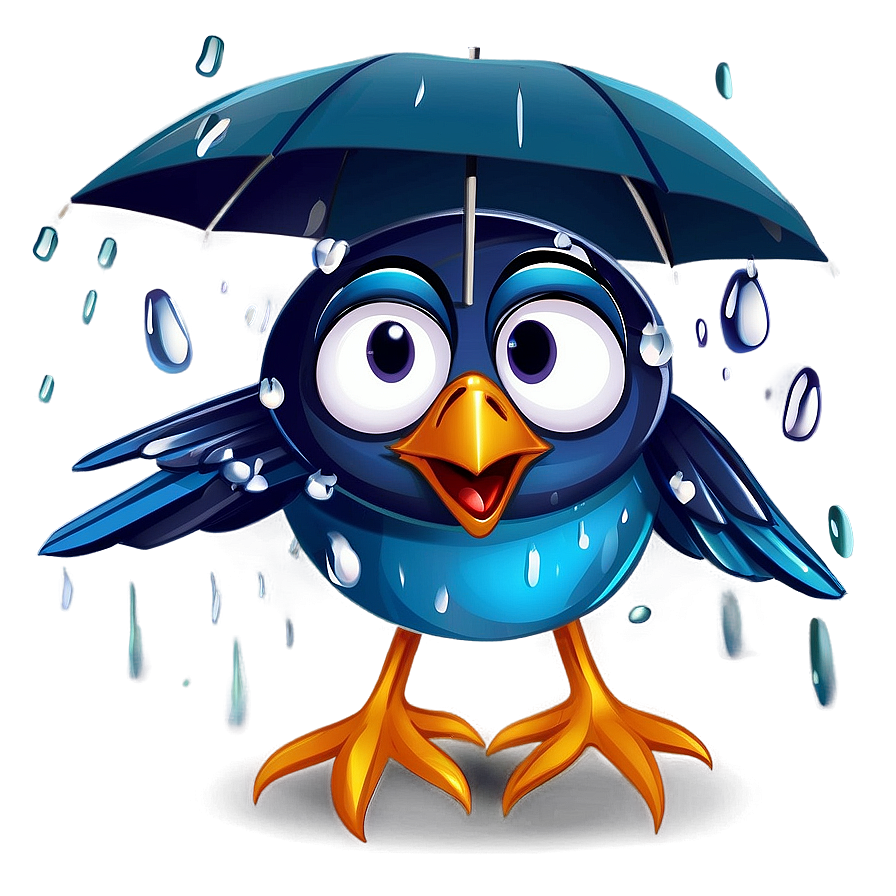 Cartoon Bird In Rain Png Dvx34 PNG