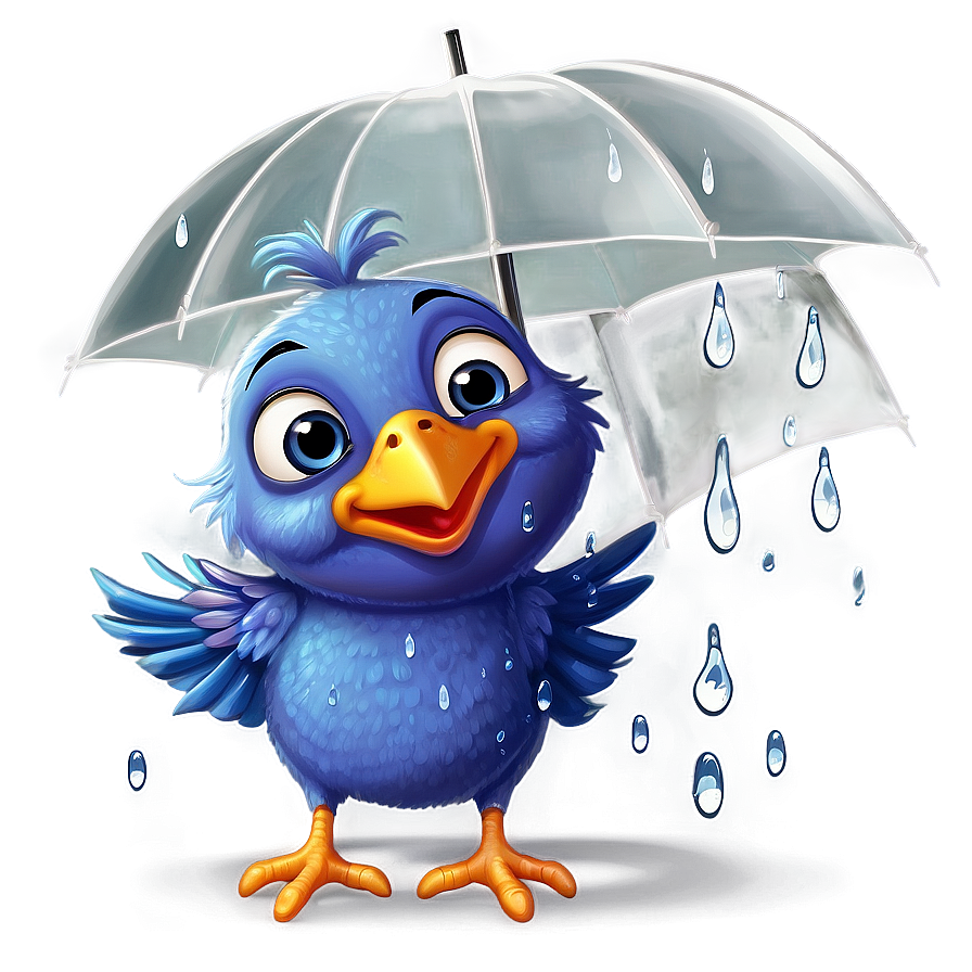 Cartoon Bird In Rain Png Jni PNG