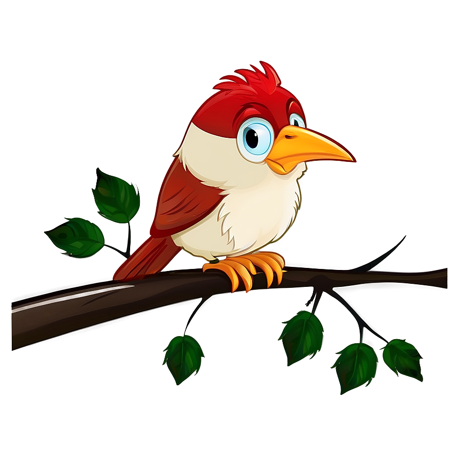 Cartoon Bird On Branch Png 06202024 PNG