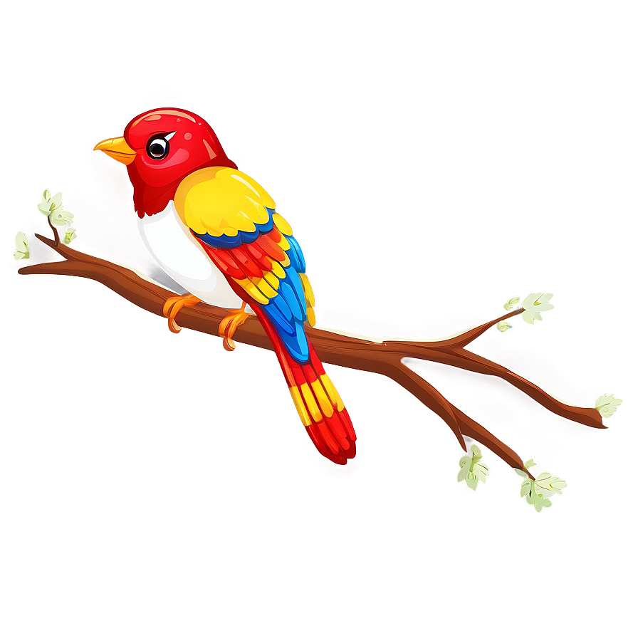 Cartoon Bird On Branch Png 06202024 PNG