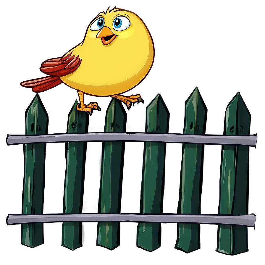 Cartoon Bird On Fence Png Dph45 PNG