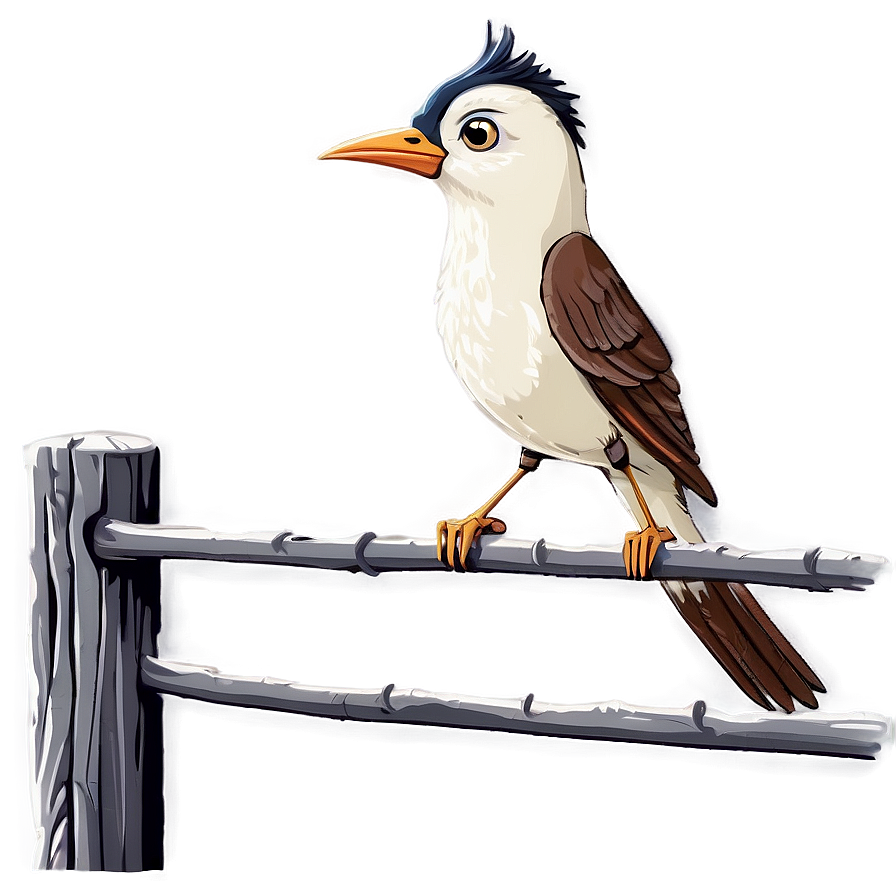 Cartoon Bird On Fence Png Vlj PNG