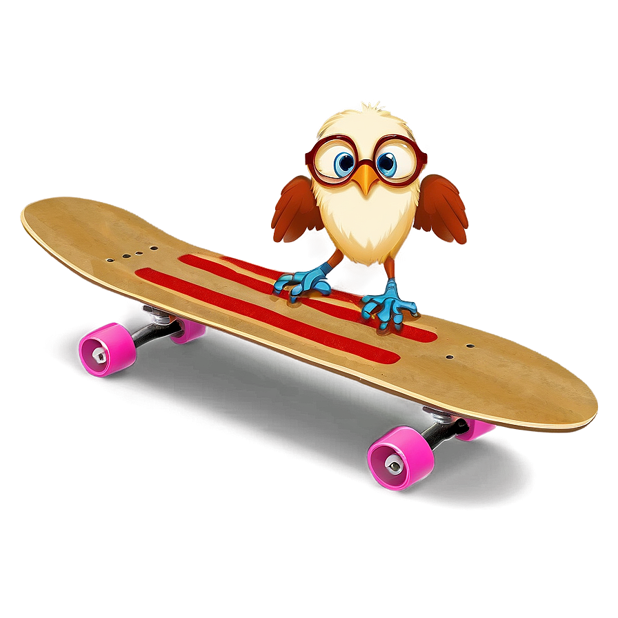 Cartoon Bird On Skateboard Png 06202024 PNG