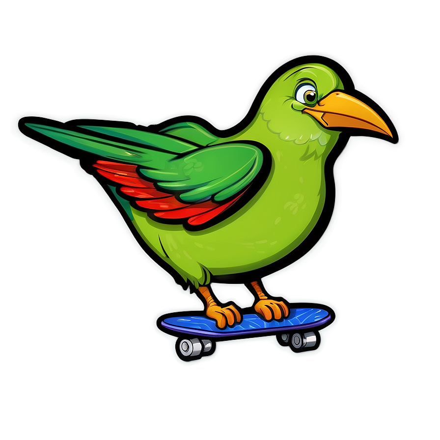 Cartoon Bird On Skateboard Png 42 PNG