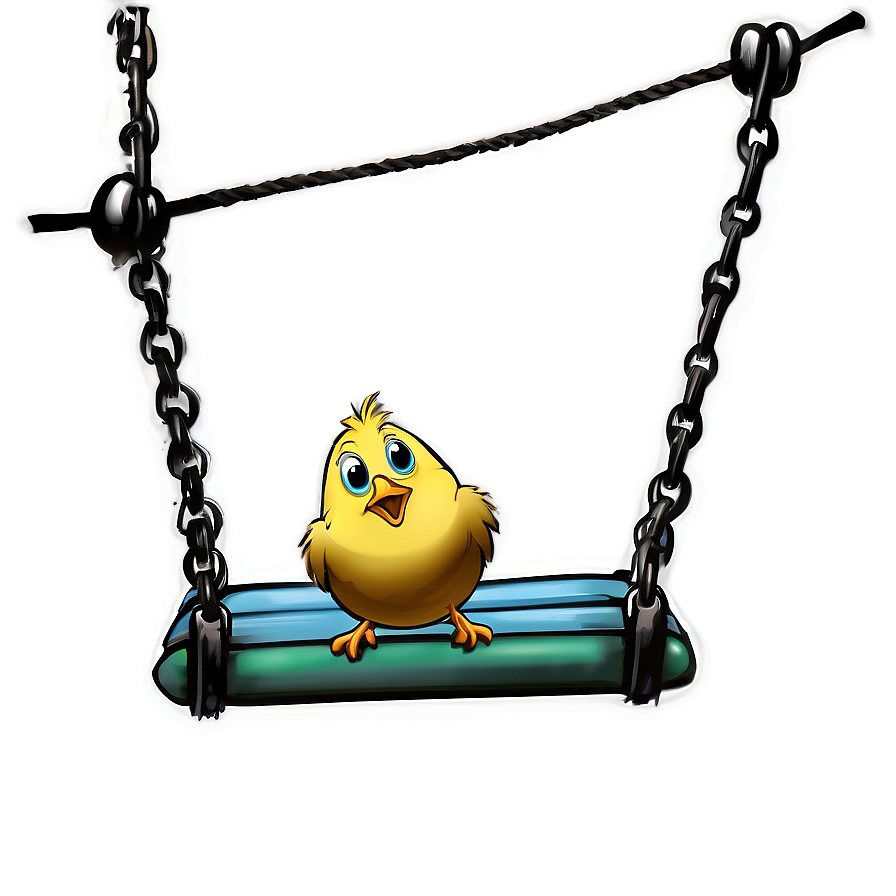 Cartoon Bird On Swing Png 06202024 PNG