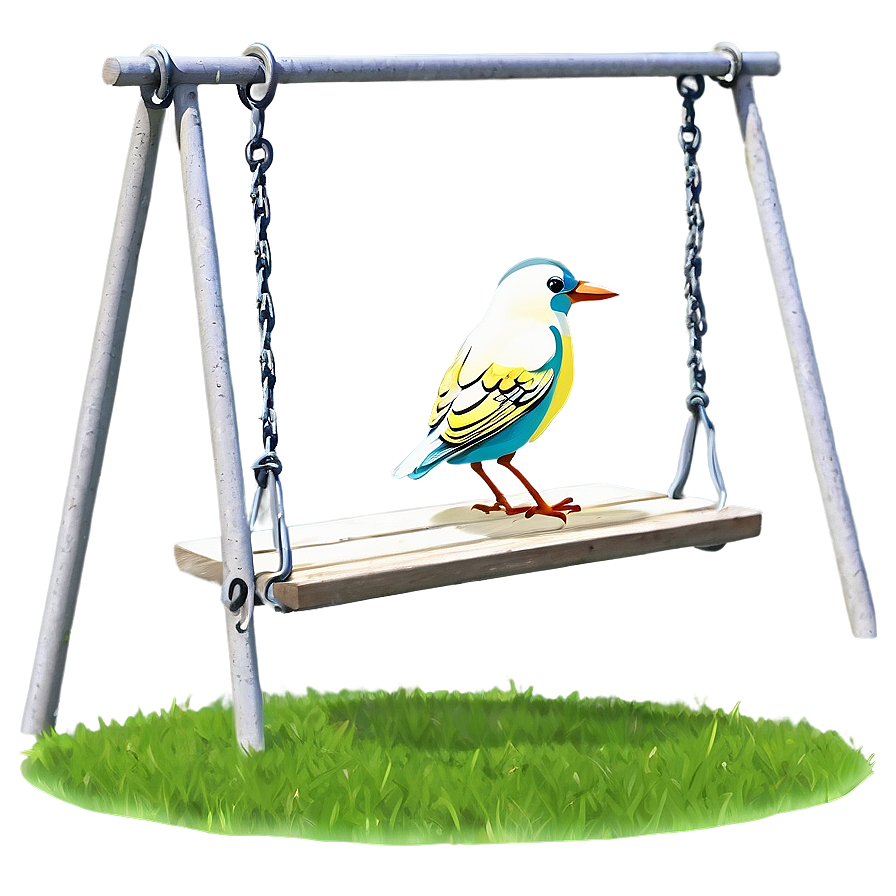 Cartoon Bird On Swing Png 06202024 PNG