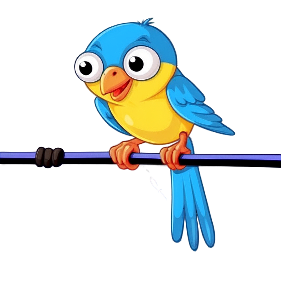 Cartoon Bird On Wire Png Qos PNG