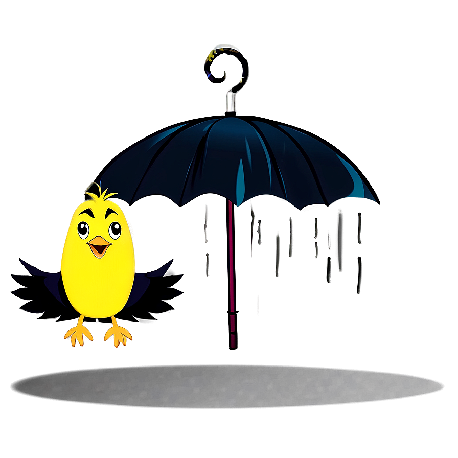 Cartoon Bird Under Umbrella Png Pio PNG