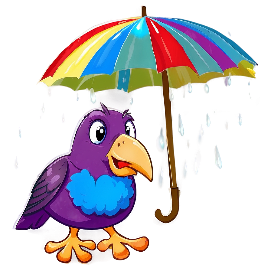 Cartoon Bird Under Umbrella Png Rnt68 PNG