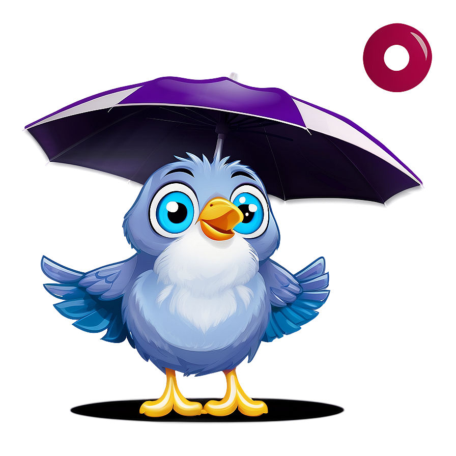 Cartoon Bird Under Umbrella Png Vdq PNG