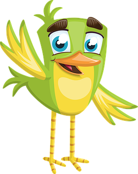 Cartoon Bird Waving Friendly PNG