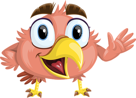 Cartoon Bird Waving Hello PNG