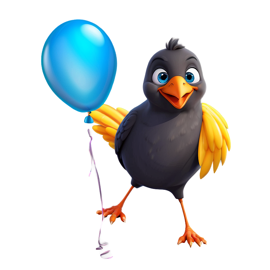 Cartoon Bird With Balloon Png Obl69 PNG