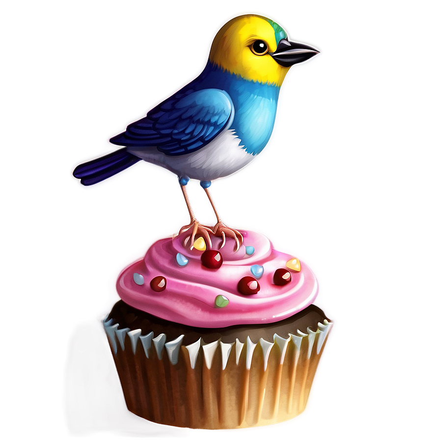 Cartoon Bird With Cupcake Png Hjh96 PNG