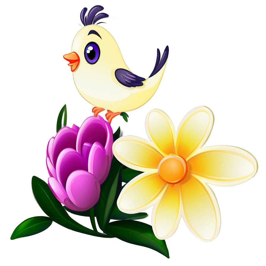 Cartoon Bird With Flowers Png 95 PNG