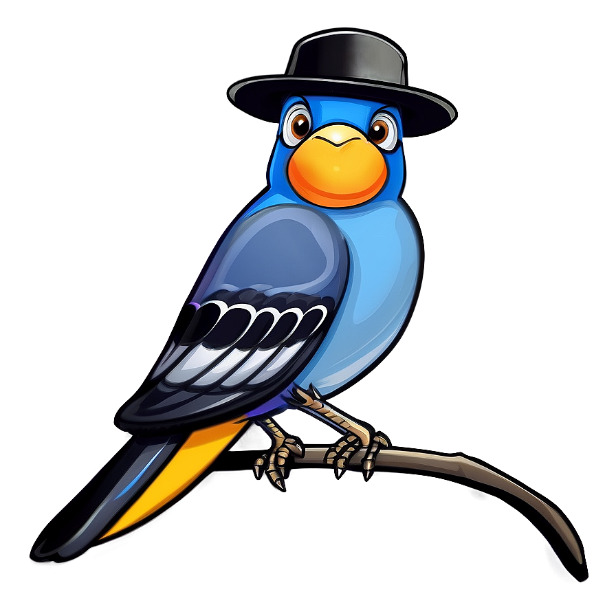 Cartoon Bird With Hat Png Nhg25 PNG