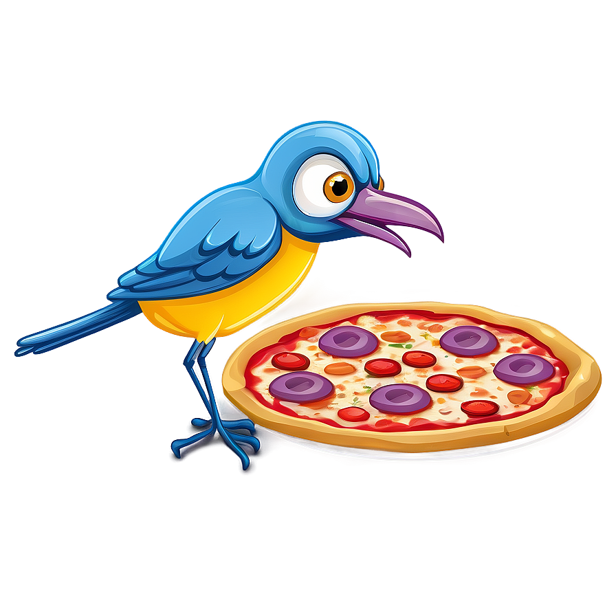 Cartoon Bird With Pizza Png Tfp64 PNG