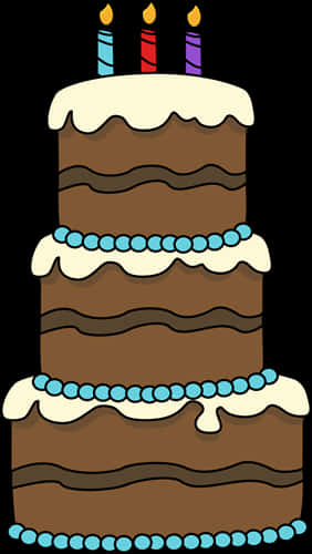Cartoon Birthday Cake Three Layered PNG