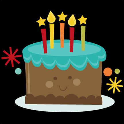 Cartoon Birthday Cake With Candles PNG