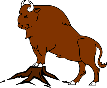 Cartoon Bison Standing PNG