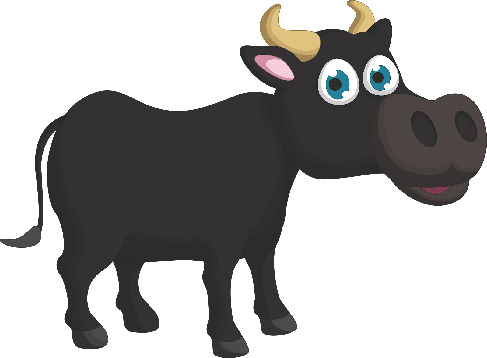 Cartoon Black Bull Illustration PNG