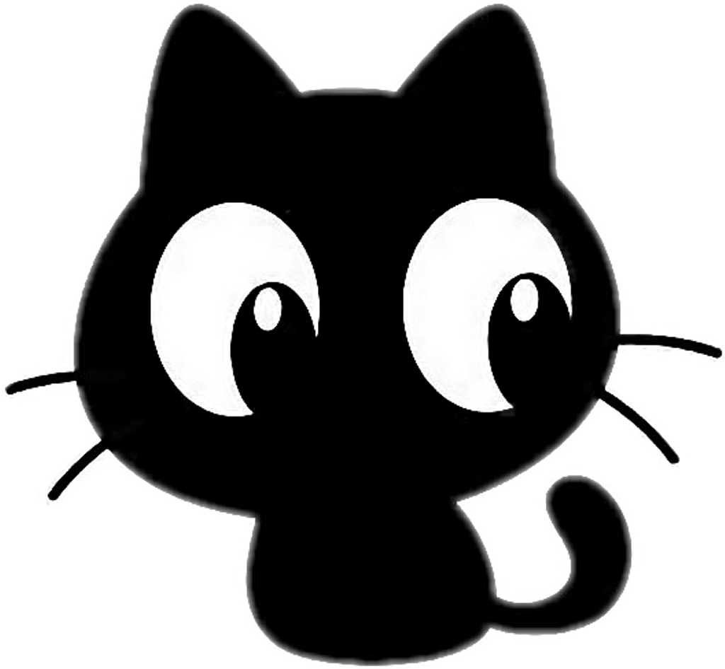 Download Cartoon Black Cat Big Eyes.png | Wallpapers.com