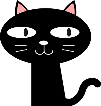 Cartoon Black Cat Face PNG
