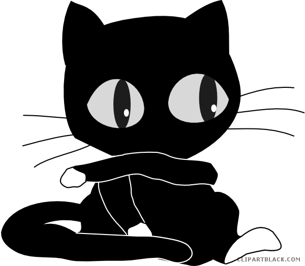 Cartoon Black Cat Illustration PNG