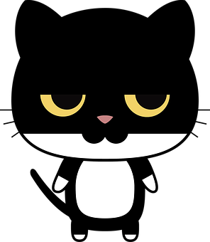 Cartoon Black Cat Smiling PNG