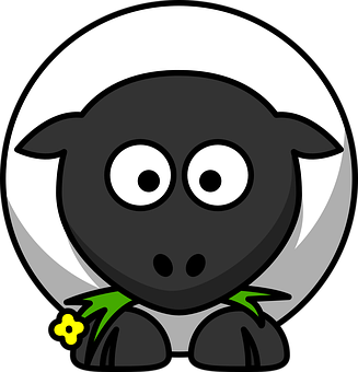 Cartoon Black Sheep Graphic PNG