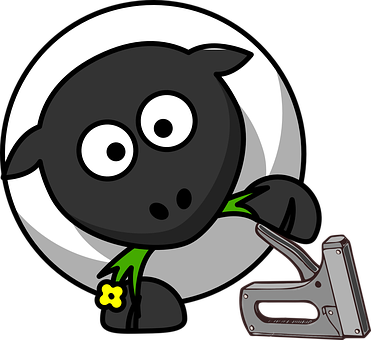 Cartoon Black Sheep With Stapler PNG